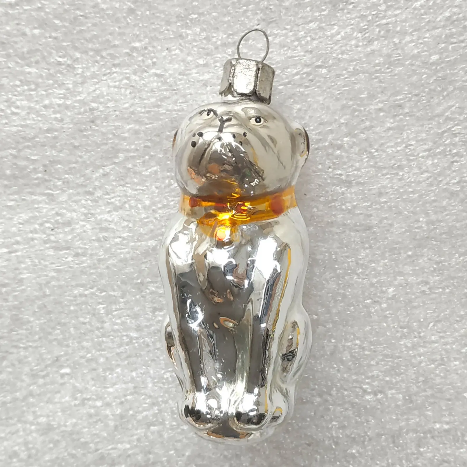 Vintage Mercury Glass Christmas Tree Ornament Bulldog Dog Animal USSR Toy
