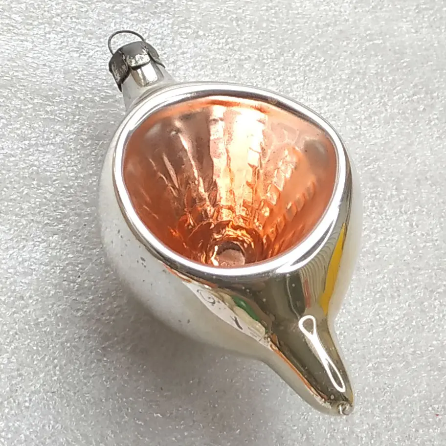 Vintage Silver Glass Christmas Tree Ornament Reflector Bauble USSR Toy