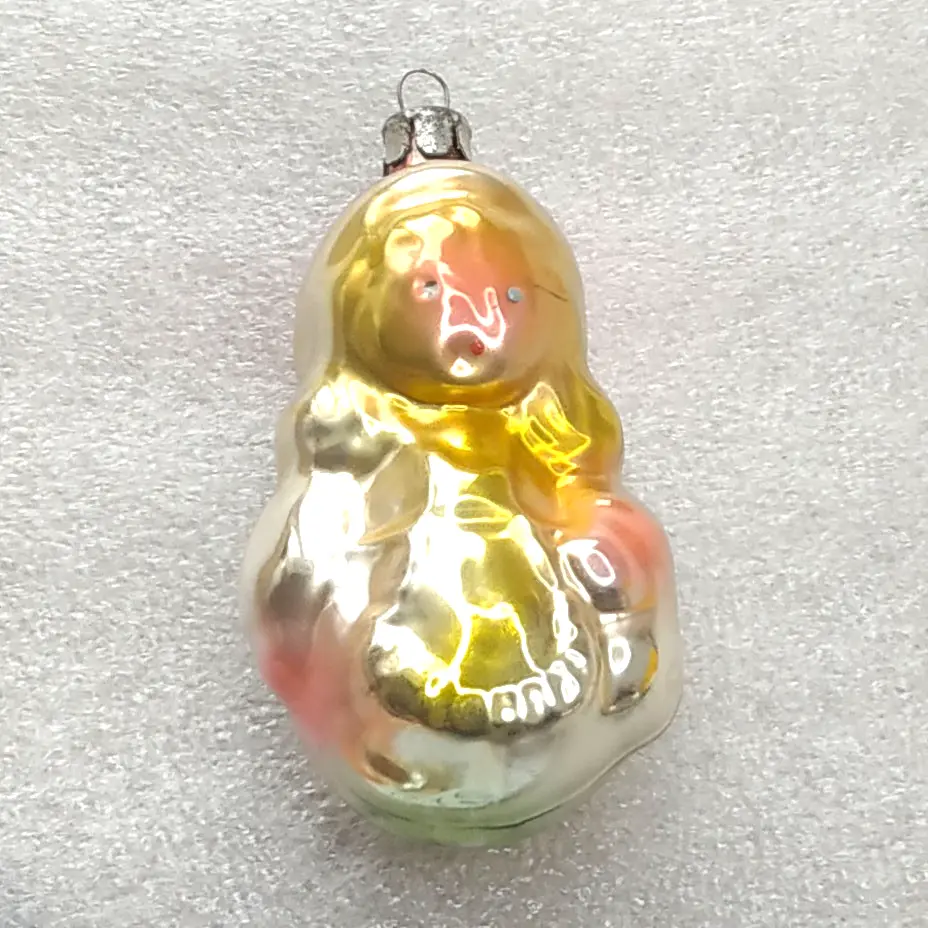 Vintage Glass Christmas Tree Ornament Little Red Riding Hood USSR Toy