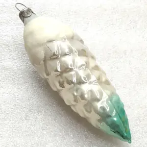 Vintage Soviet Glass Christmas Tree Ornament Glow In The Dark Toy Pine Cone