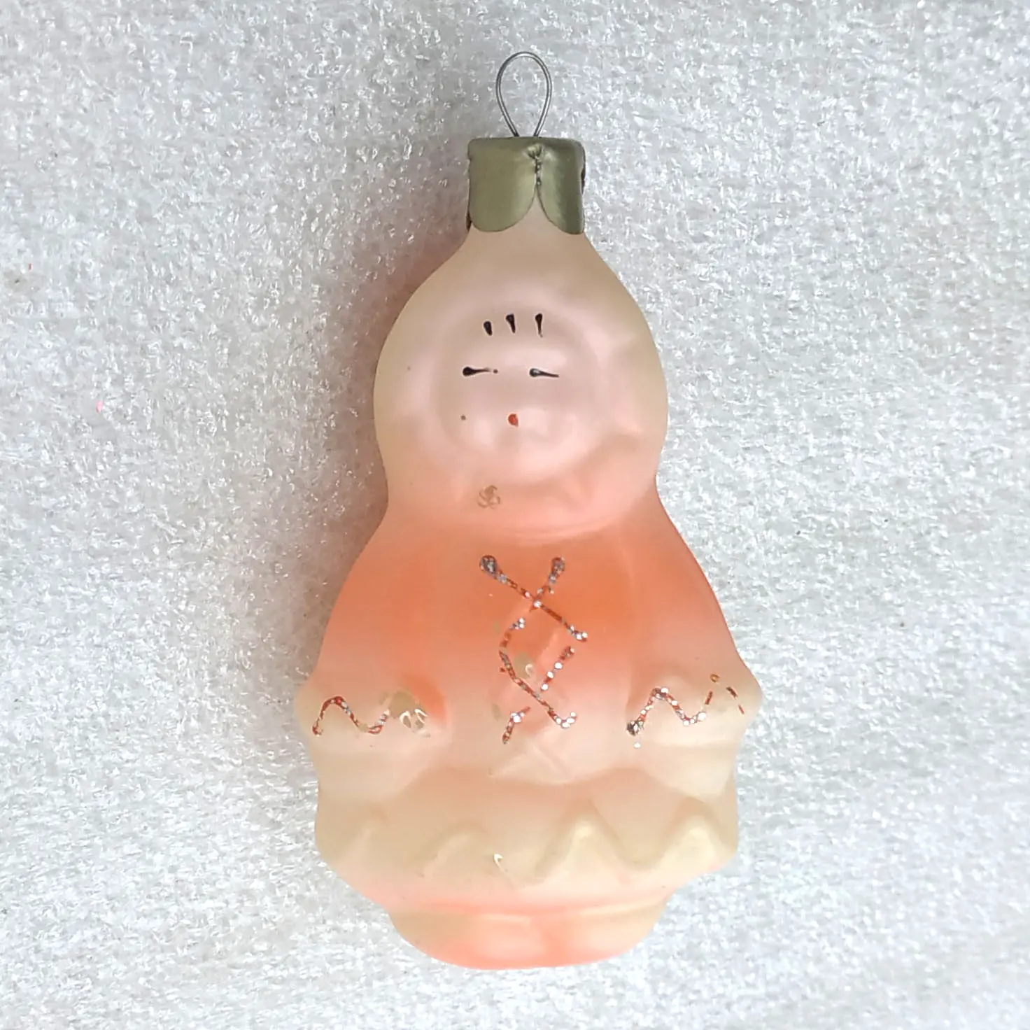 Vintage Glass Christmas Tree Ornament Eskimo Girl Winter USSR Toy