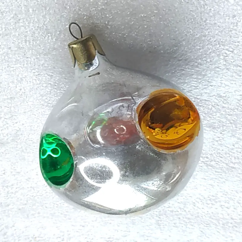 Vintage Soviet Glass Christmas Tree Ornament Multi Indentation Reflector Bauble