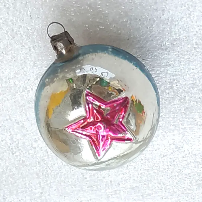 Vintage Mercury Glass Christmas Tree Ornament Star Bauble USSR Toy
