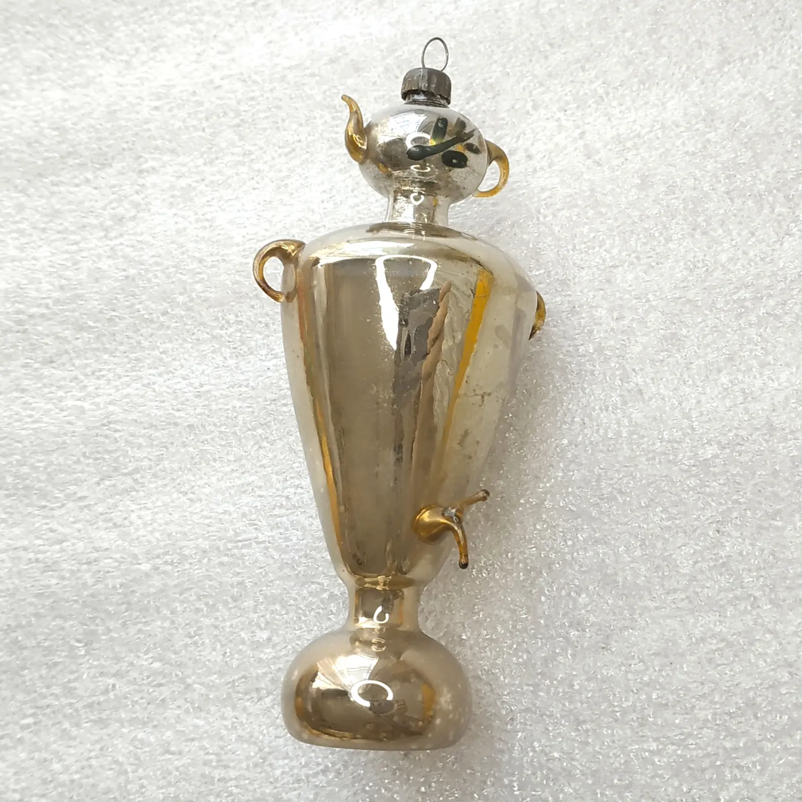 Vintage Mercury Glass Christmas Tree Ornament Samovar Tea Pot USSR Toy