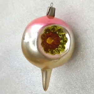 Vintage Soviet Silver Glass Christmas Tree Ornament Lantern Custom Decor