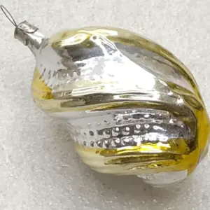 Vintage Soviet Glass Spiral Icicle Christmas Tree Ornament Silver Gold Retro