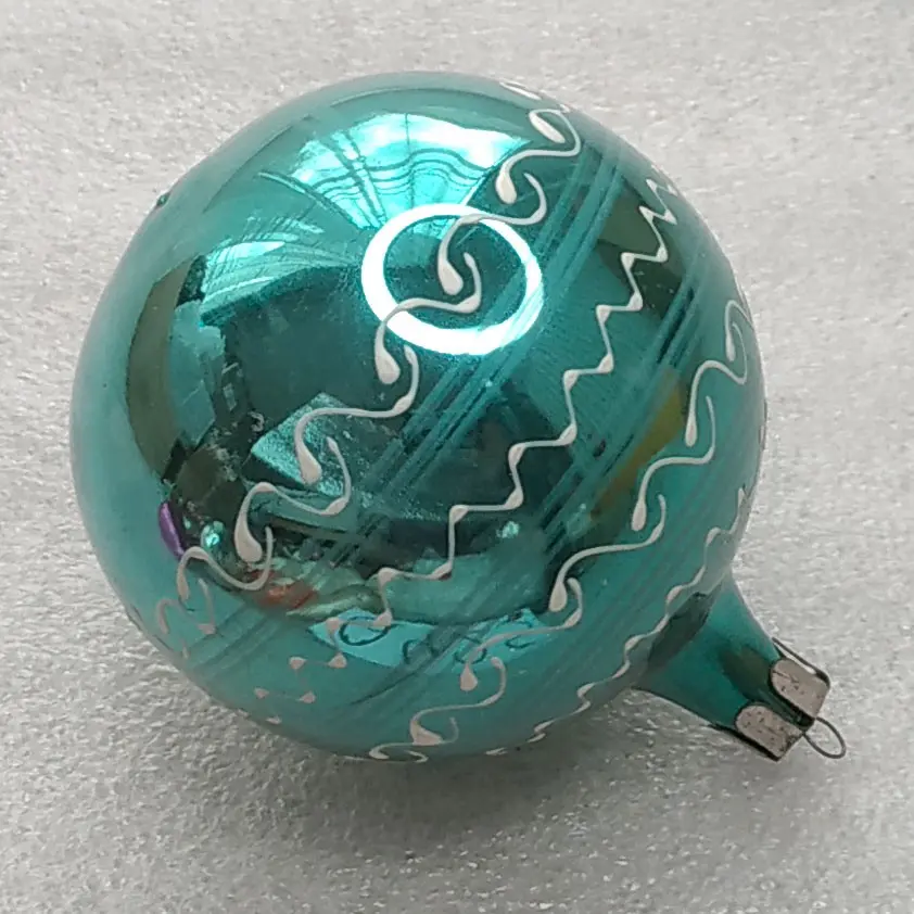 Vintage Soviet Silver Glass Christmas Tree Ornament Tree Ball Retro Decor