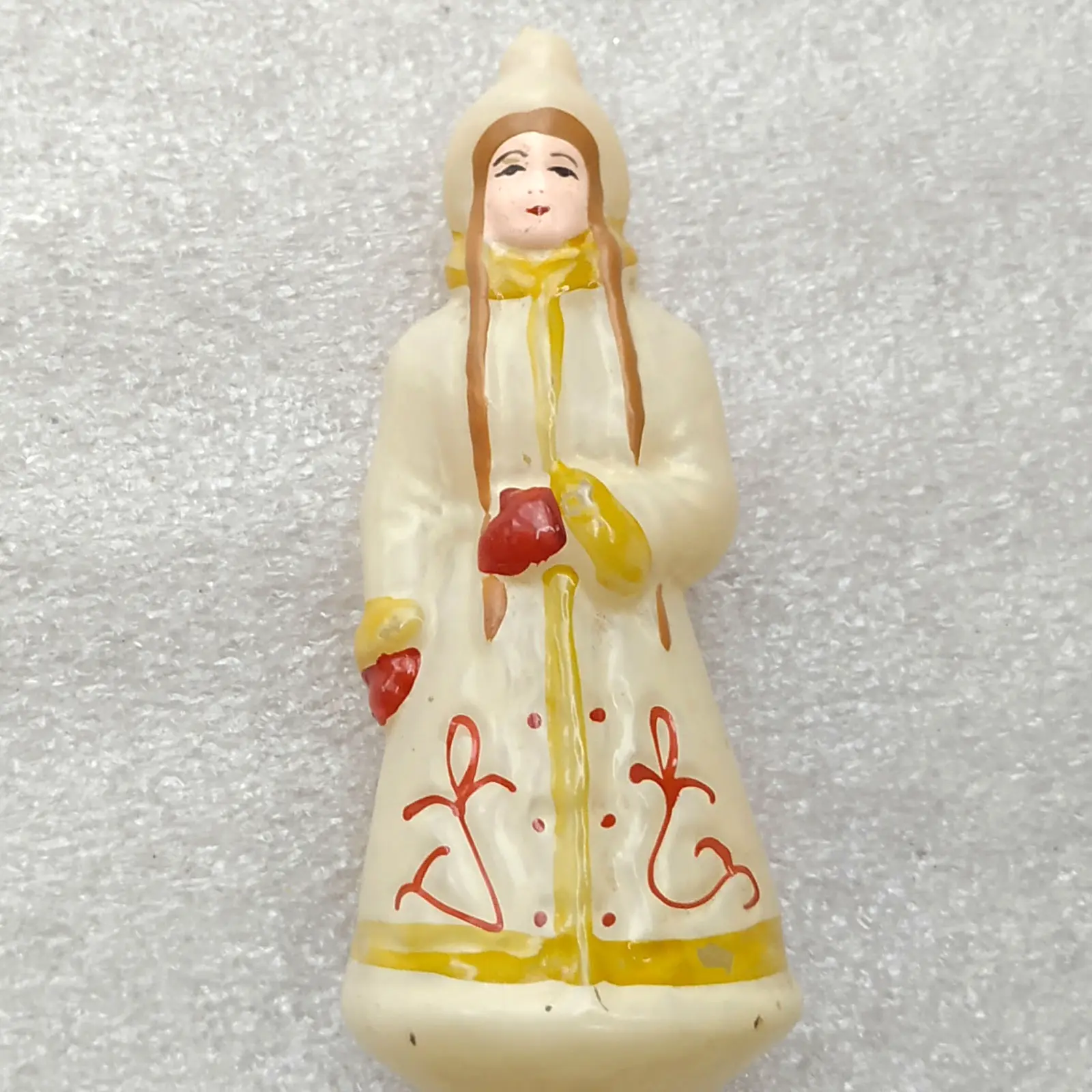 Vintage Soviet Glass Snegurochka Girl Christmas Ornament Retro Snowmaiden Decor