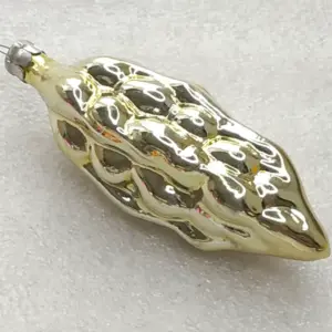Vintage Soviet Silver Glass Wheat Ear Christmas Tree Ornament Gold Retro Decor