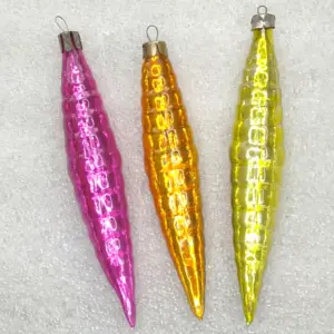 Set of 3 Vintage Silver Glass Icicles Christmas Ornaments USSR Set Retro Decor