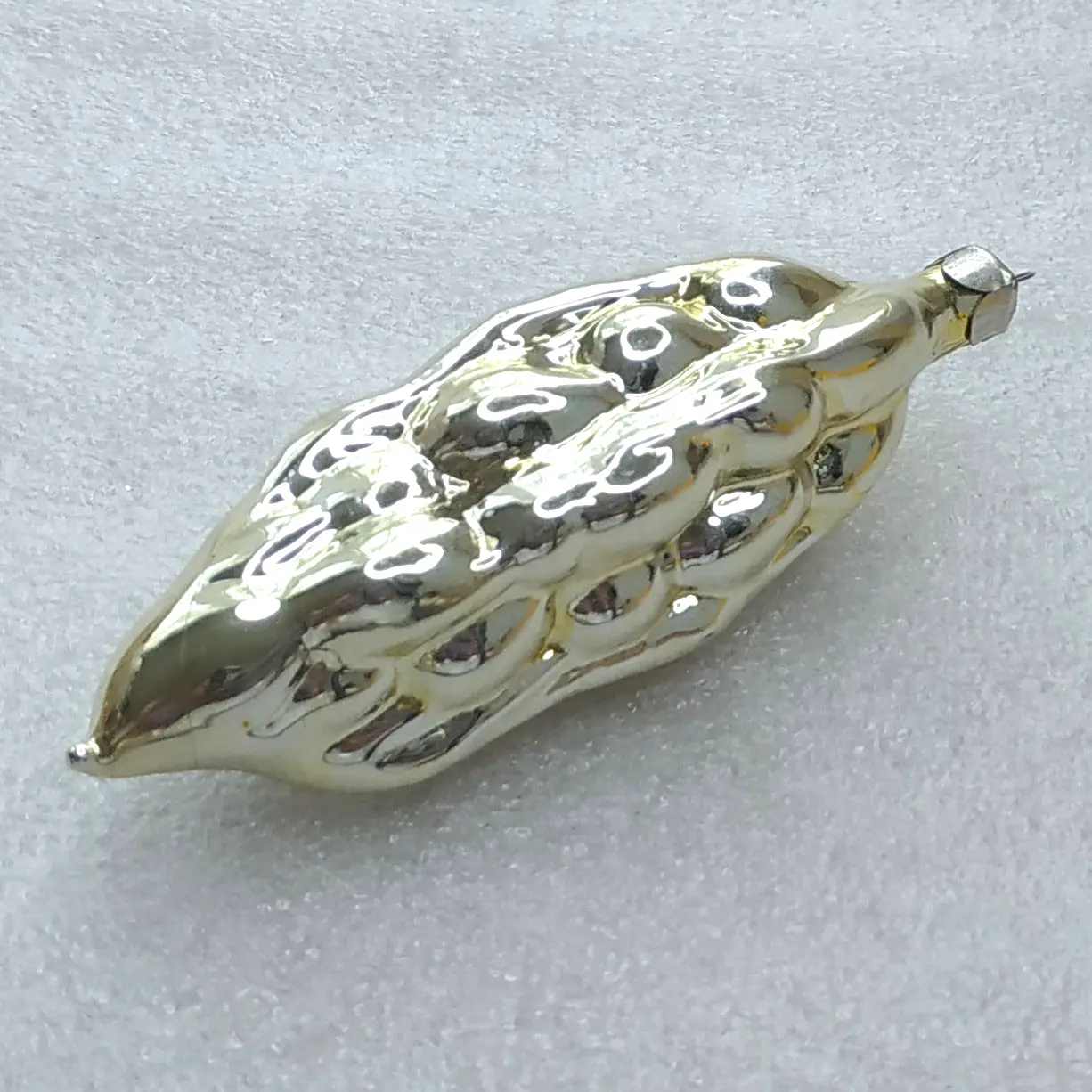 Vintage Soviet Silver Glass Wheat Ear Christmas Tree Ornament Gold Retro Decor