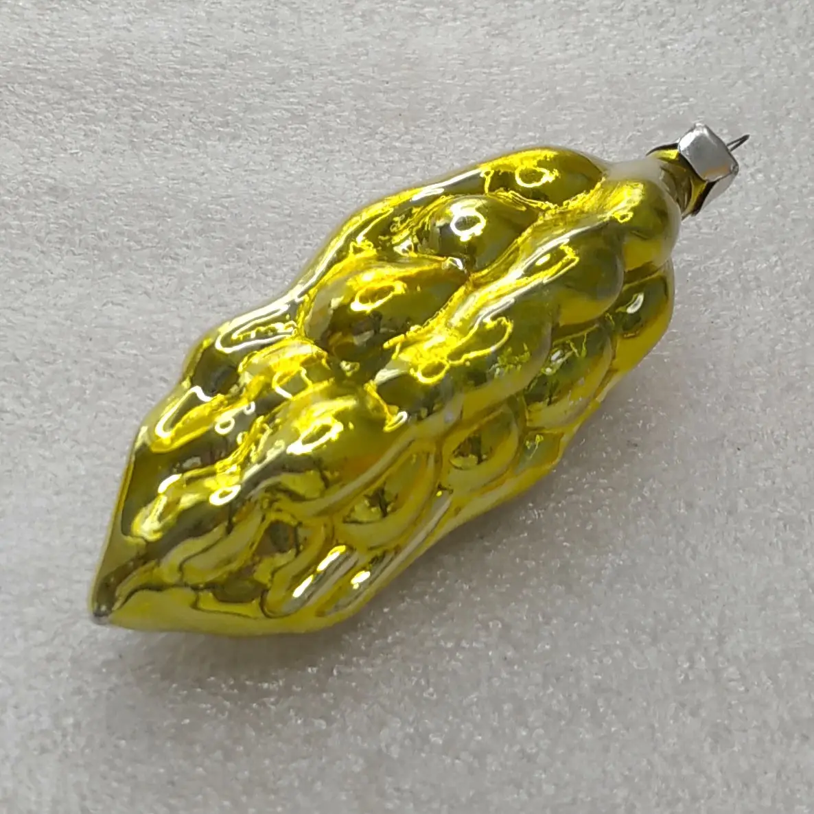 Vintage Soviet Silver Glass Wheat Ear Christmas Tree Ornament Gold Retro Decor