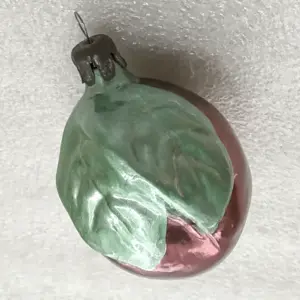 Vintage Soviet Glass Christmas Tree Ornament Plum Decor Fruit Toy