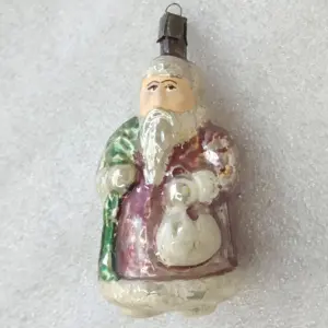 Vintage Soviet Mercury Glass Christmas Ornament Santa Claus Figural Retro Decor