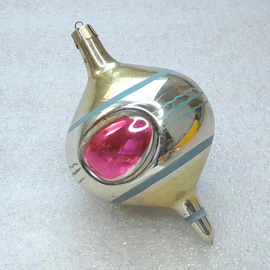 Vintage Soviet Silver Glass Christmas Ornament Reflector Finial Retro Decor