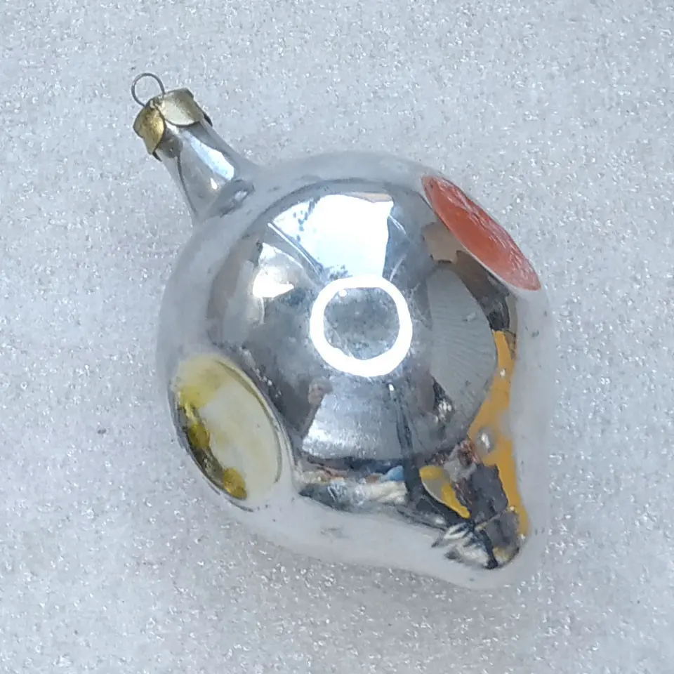 Vintage Soviet Glass Christmas Ornament Lantern Indented Colorful Retro Decor