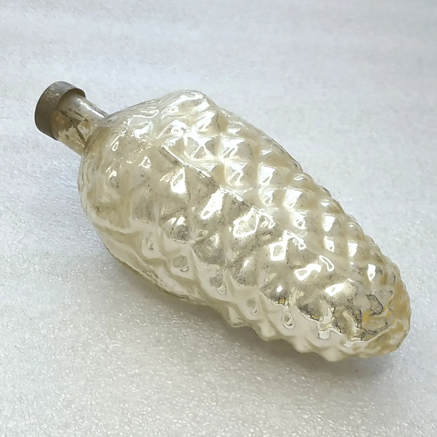 Vintage Soviet Large Glass Christmas Ornament Pine Cone Heavy Retro Decor