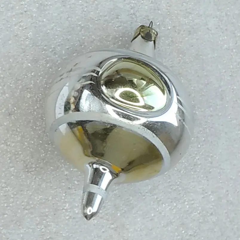 Vintage Soviet Silver Glass Christmas Ornament Reflector Finial Retro Decor