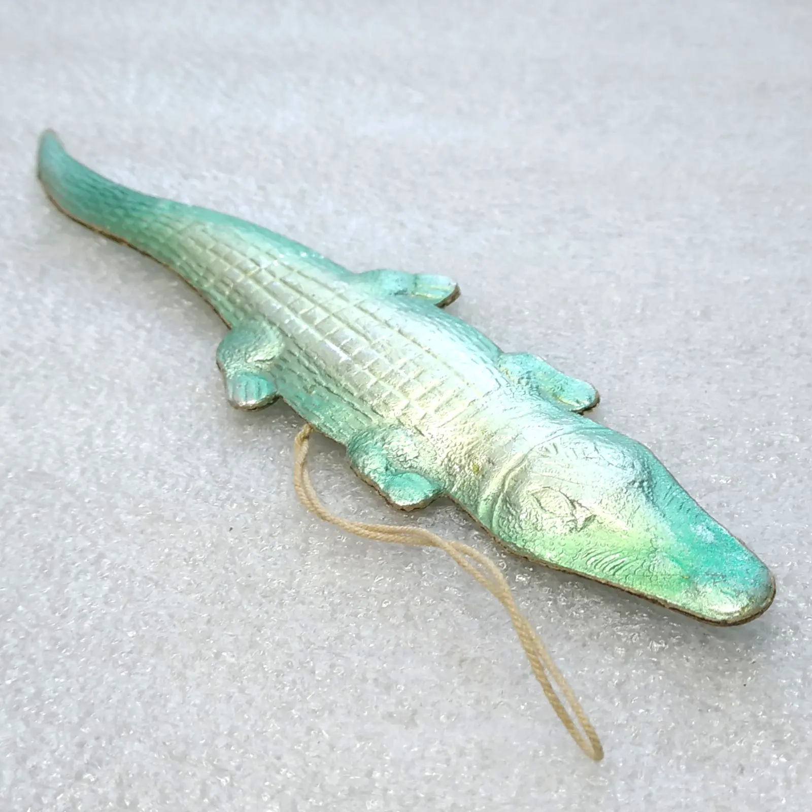 Vintage Soviet Cardboard Christmas Ornament Crocodile Alligator Retro Decor