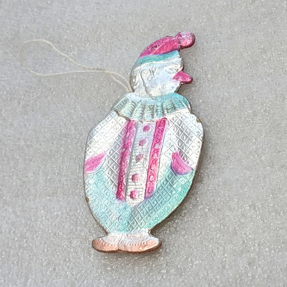 Vintage Soviet Cardboard Christmas Ornament Clown Jester Retro Decor