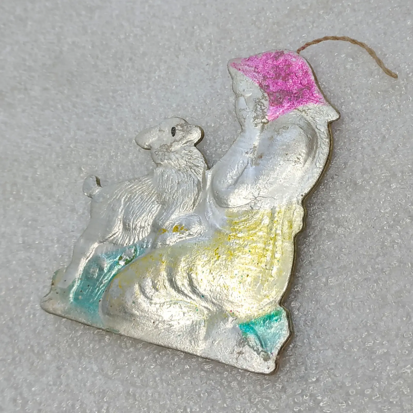 Vintage Soviet Cardboard Christmas Ornament Alyonushka and Goat Fairytale