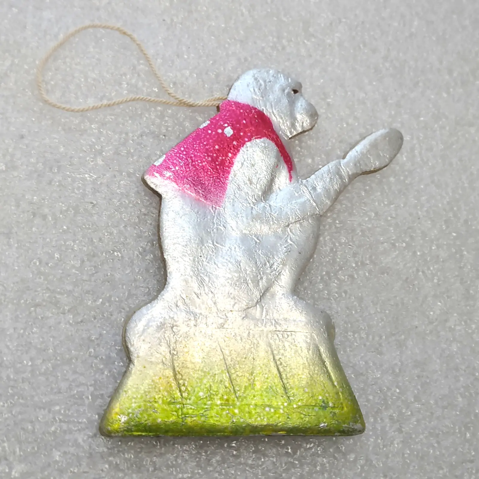 Vintage Soviet Pressed Cardboard Christmas Ornament Circus Monkey Decor