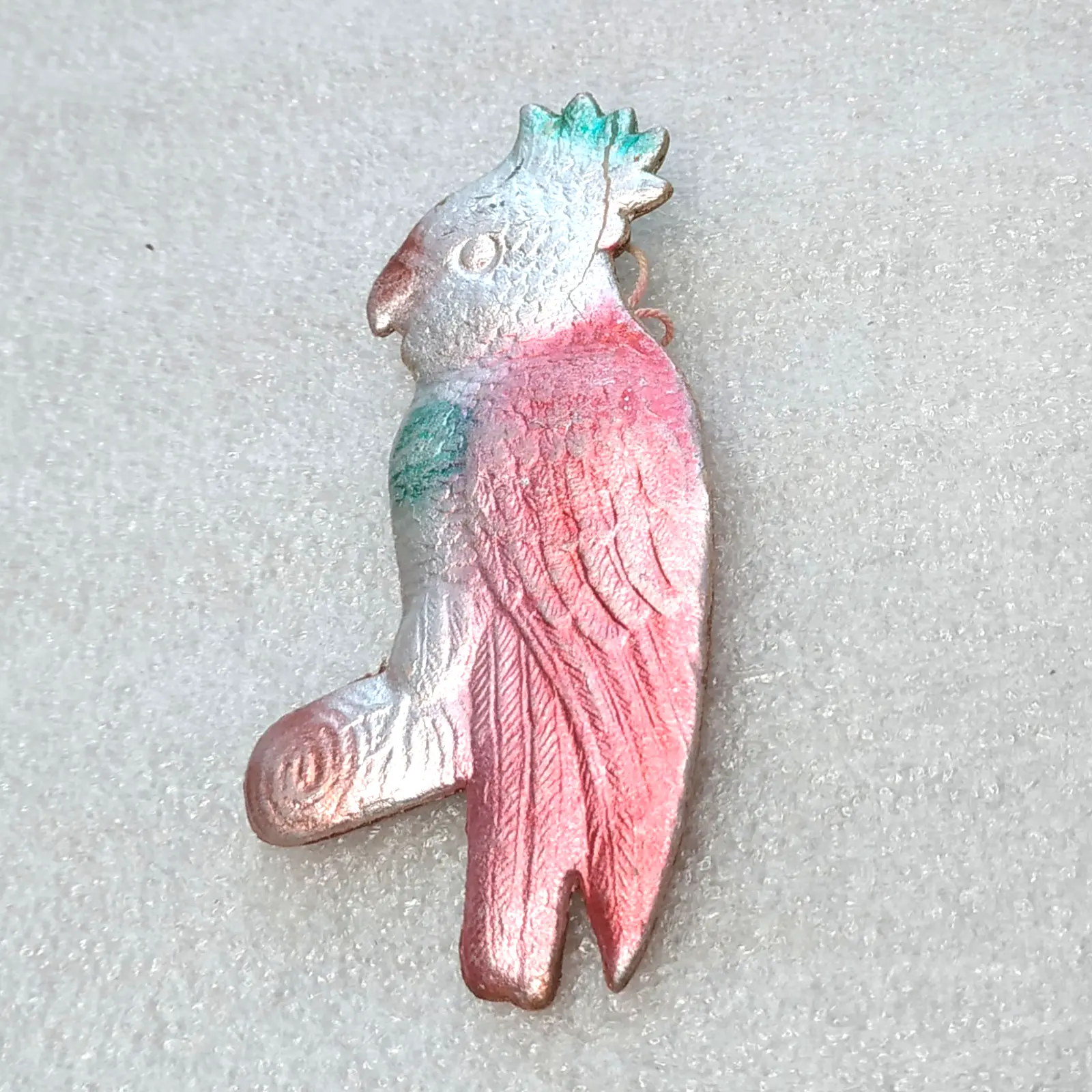 Vintage Soviet Die-Cut Cardboard Christmas Ornament Parrot Bird Flat Retro Decor