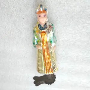 Vintage Christmas Soviet Glass "Princess Nesmeyana" Ornament on Clip
