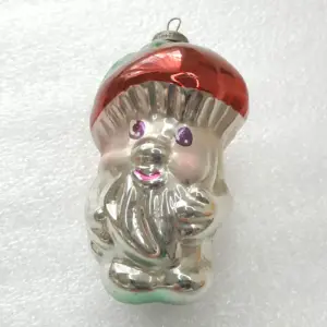 Vintage Christmas Silver Glass Ornament Tree USSR Antique Decor Mushroom