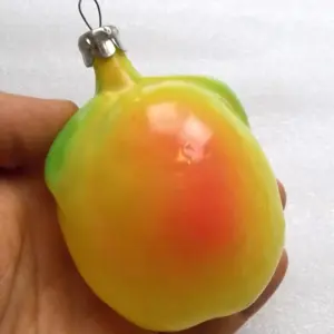 Vintage USSR Glass Christmas Ornament Lemon Retro