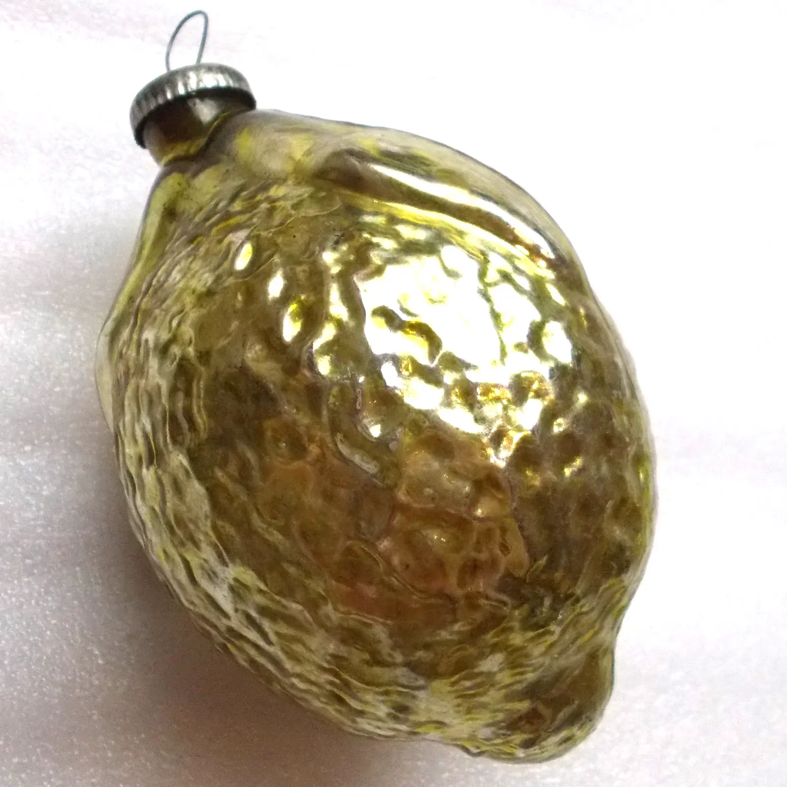 Huge Vintage USSR Mercury Glass Christmas Ornament Retro Lemon
