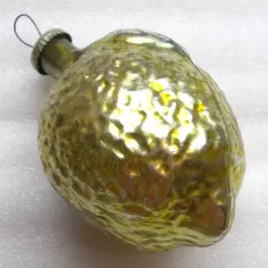 Huge Vintage Glass Christmas Ornament - Large Lemon Fruit Figural USSR