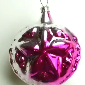 Vintage USSR Silver Glass Christmas Tree Ornament Star