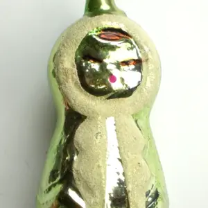 Vintage USSR Silver Glass Christmas Ornament Retro Decor Eskimo Girl