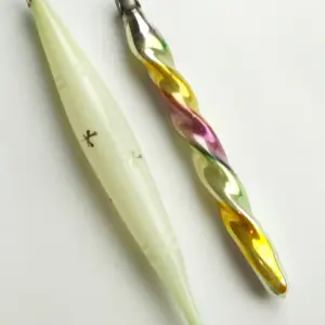 Set of 2 Vintage Soviet Glass Christmas Ornaments - Icicle Spike & Twisted Decor