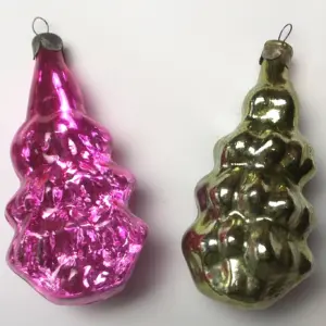 Set of 2 Antique Vintage Glass Christmas Ornaments Christmas