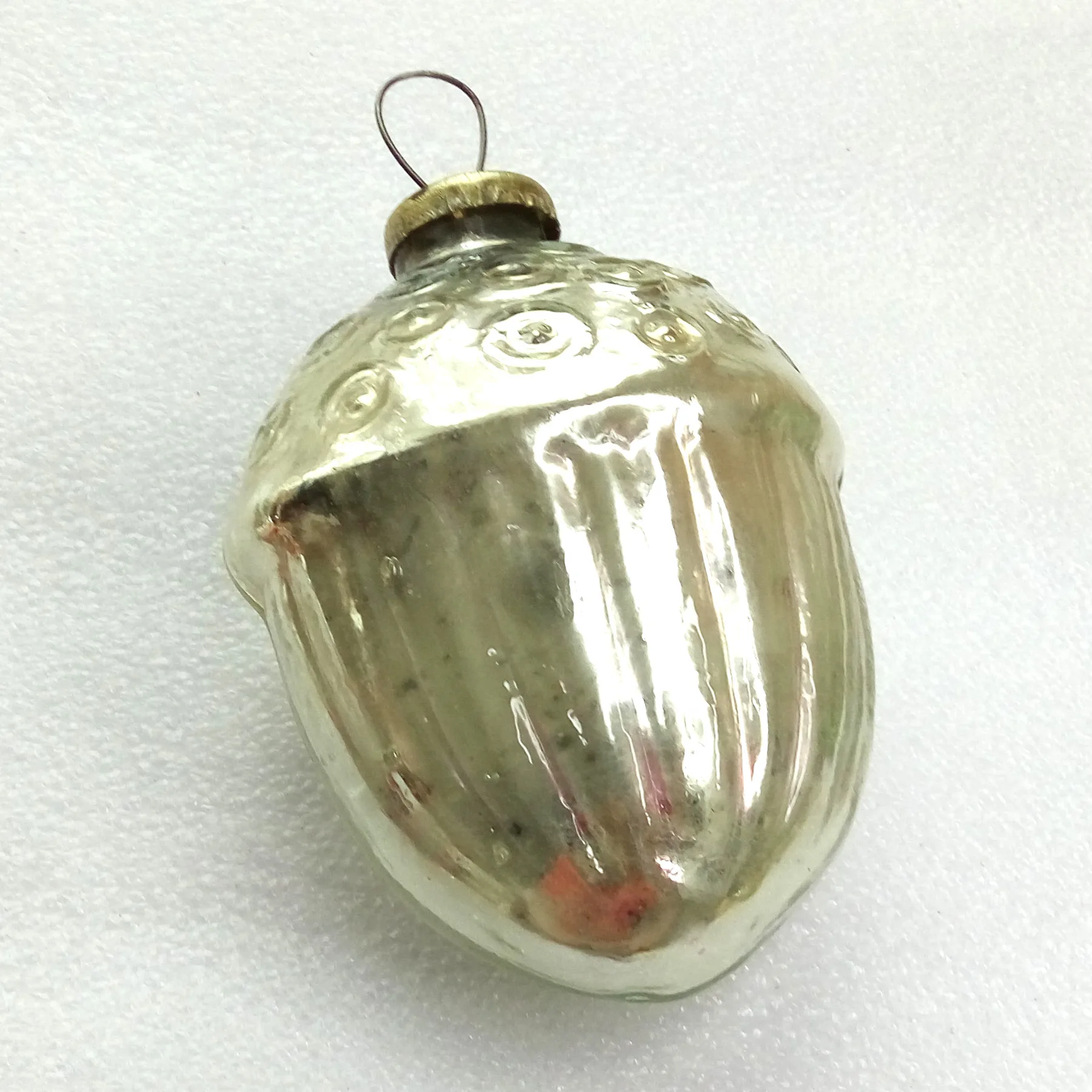 Huge Vintage Ukraine Glass Christmas Ornament Old Acorn