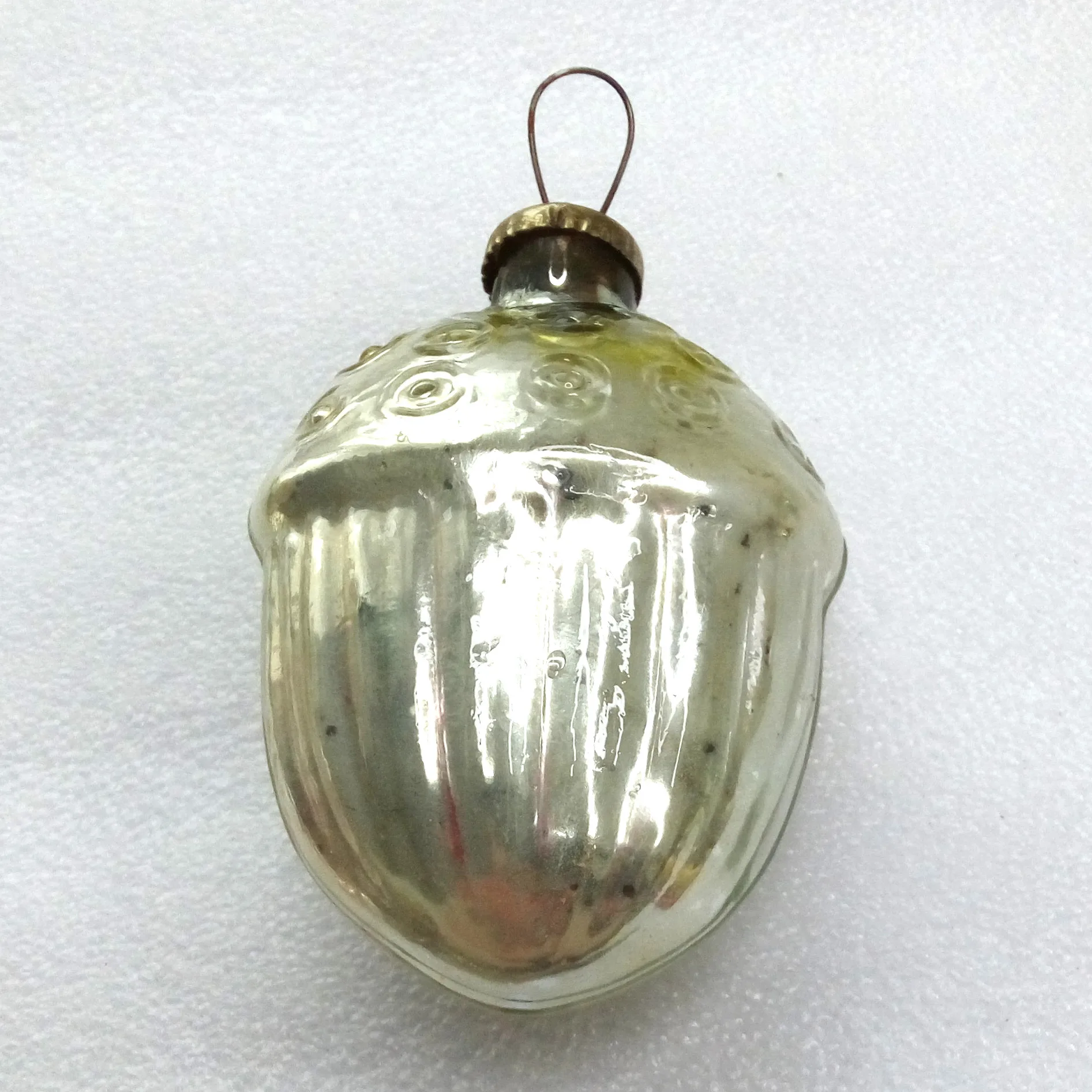 Huge Vintage Ukraine Glass Christmas Ornament Old Acorn