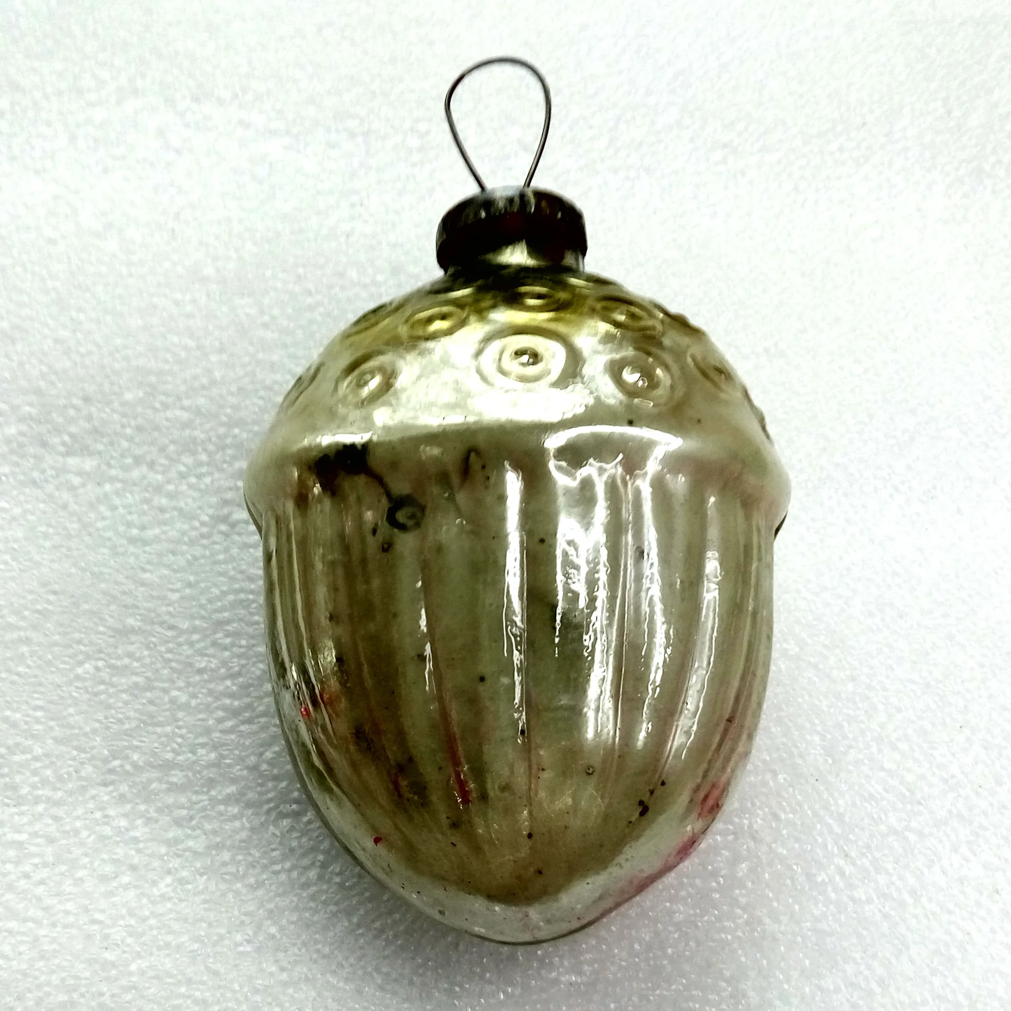 Huge Vintage Ukraine Glass Christmas Ornament Old Acorn