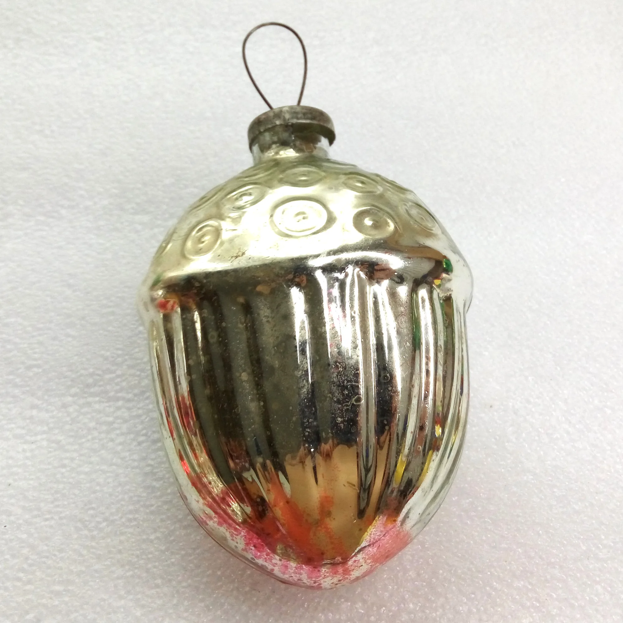 Huge Vintage Ukraine Glass Christmas Ornament Old Acorn