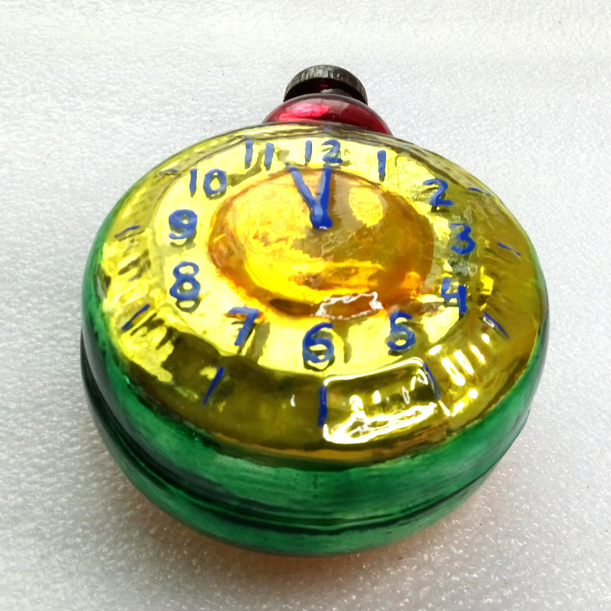 Huge Vintage Ukraine Glass Christmas Ornament Old Clock