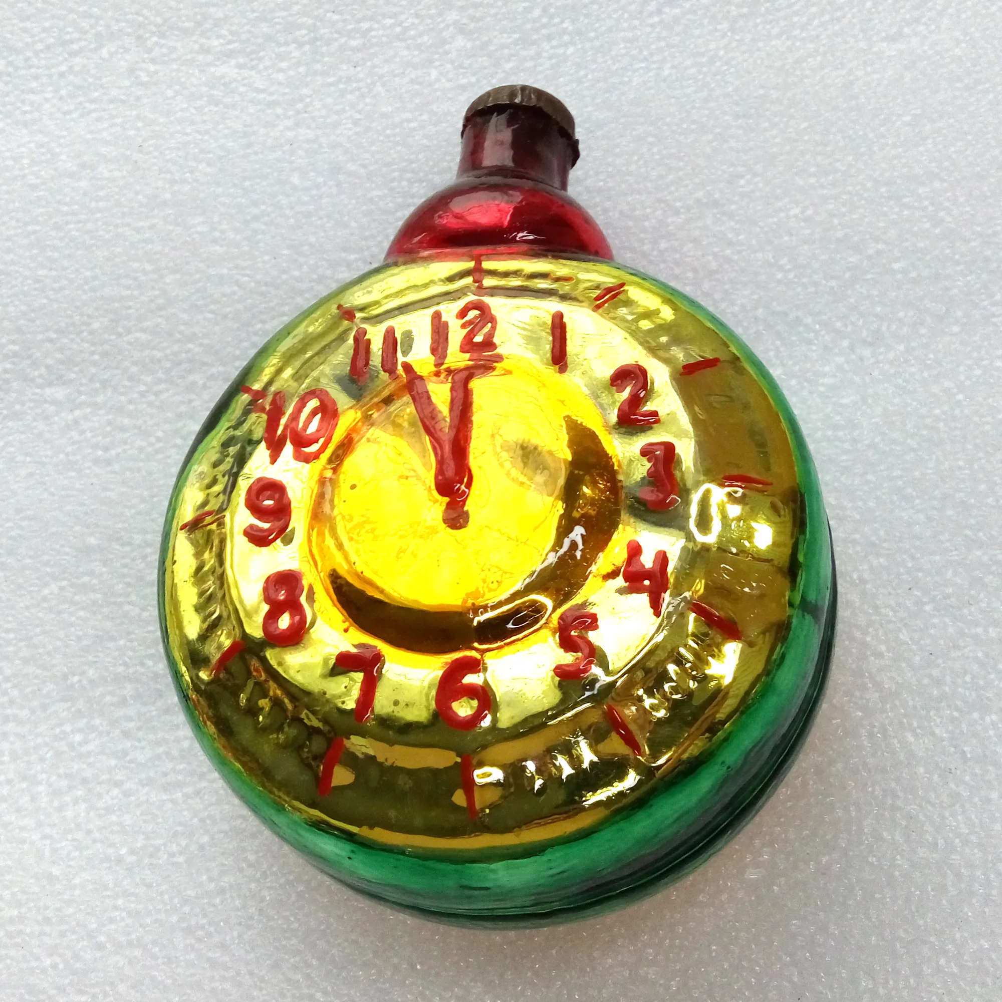 Huge Vintage Ukraine Glass Christmas Ornament Old Clock