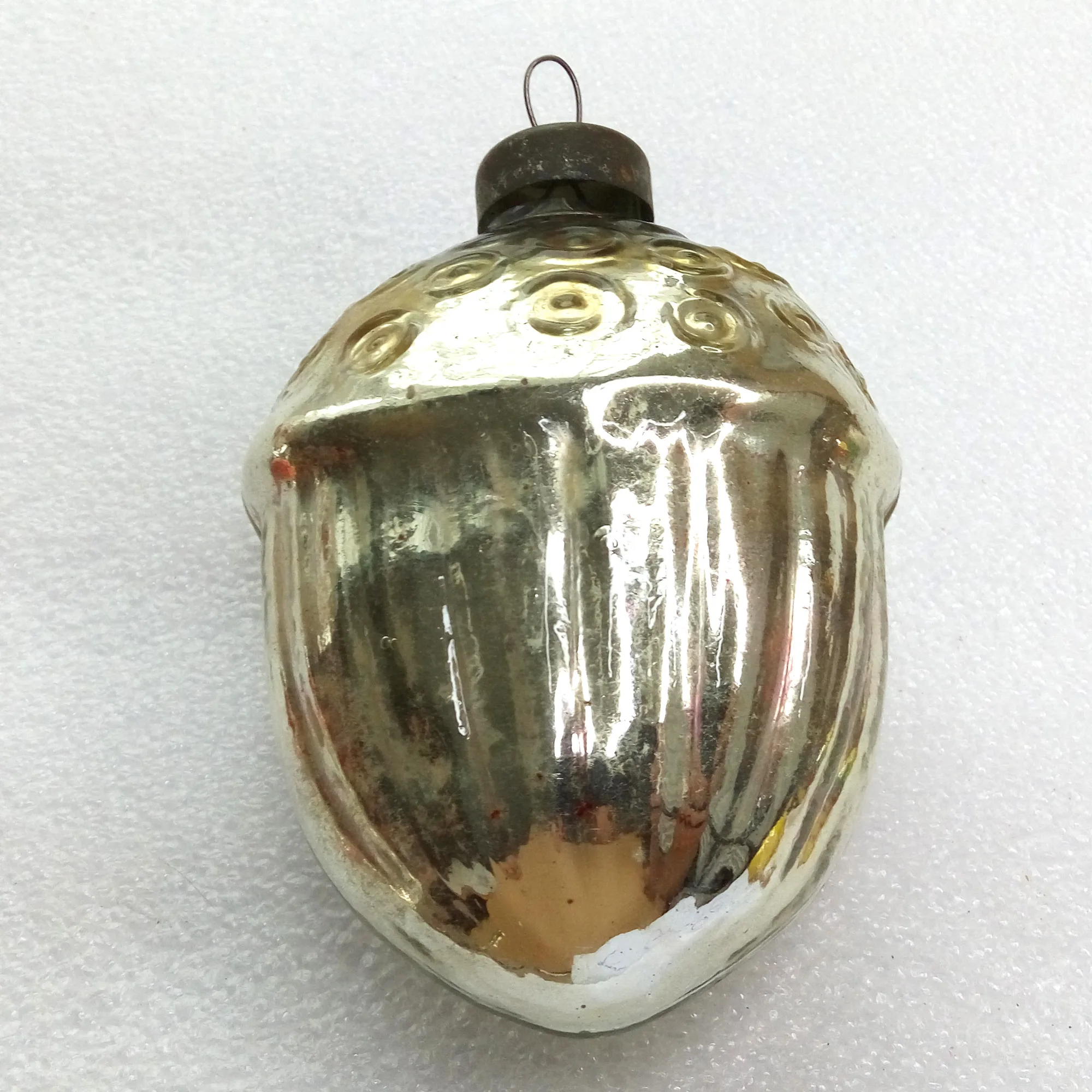 Huge Vintage Ukraine Glass Christmas Ornament Old Acorn