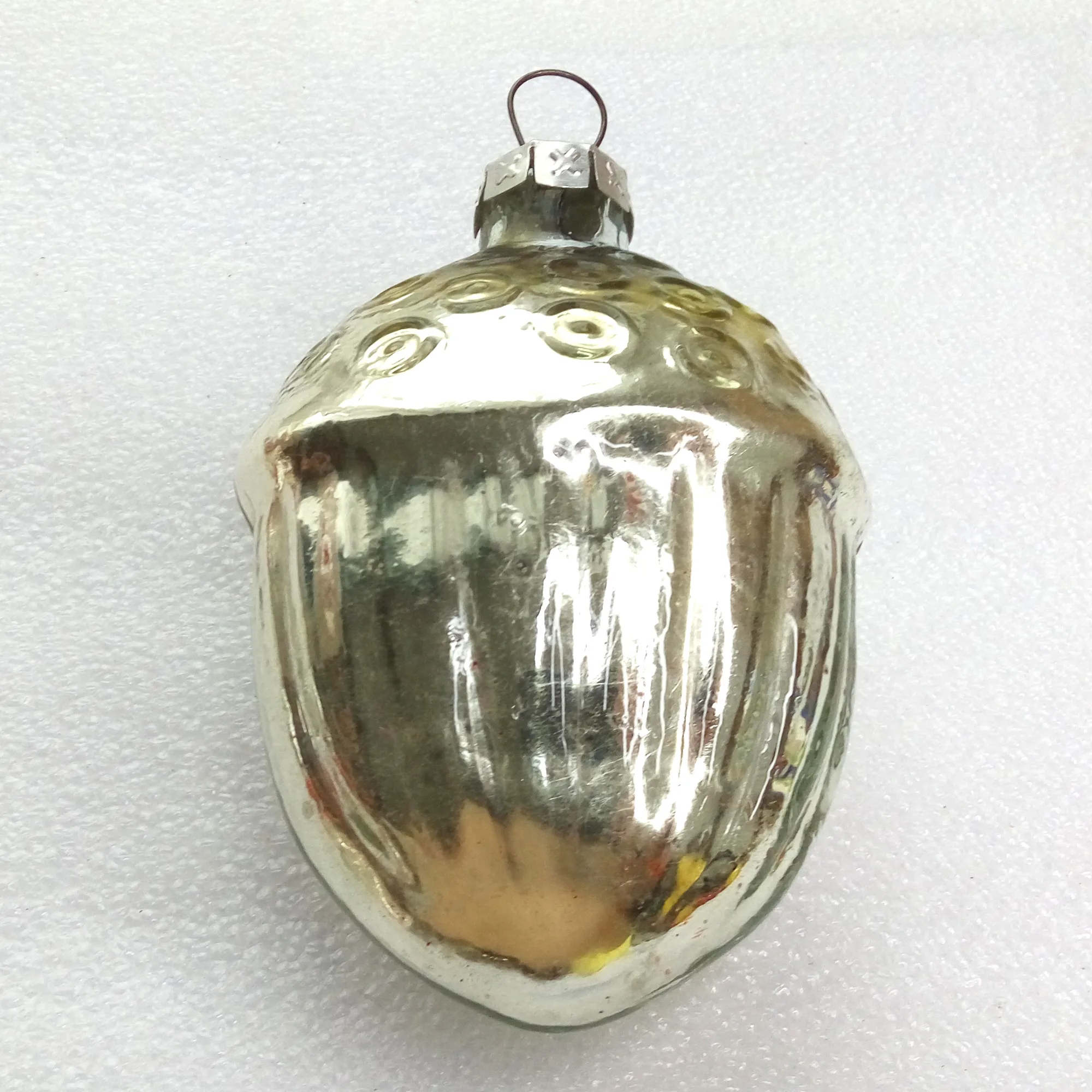 Huge Vintage Ukraine Glass Christmas Ornament Old Acorn