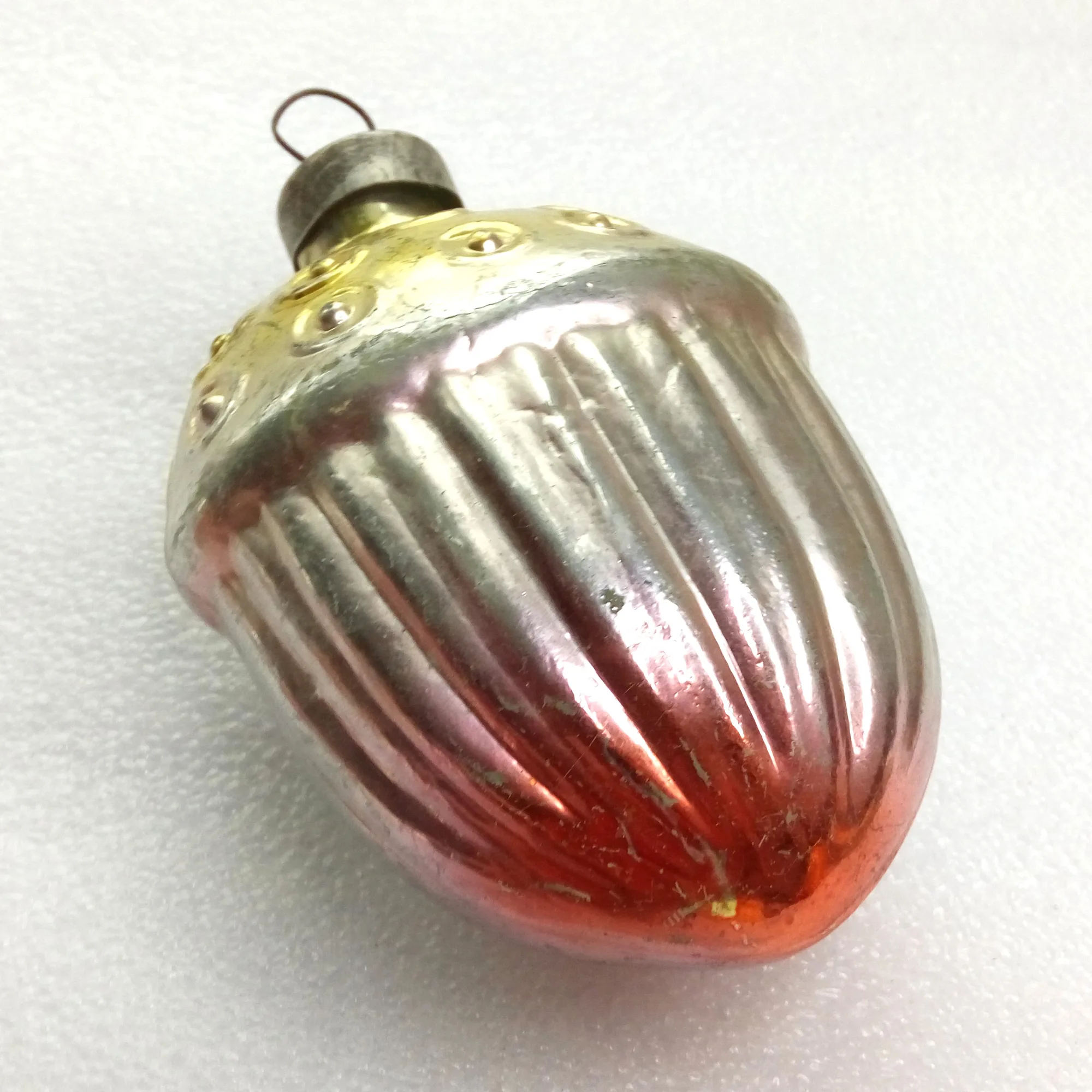 Huge Vintage Ukraine Glass Christmas Ornament Old Acorn