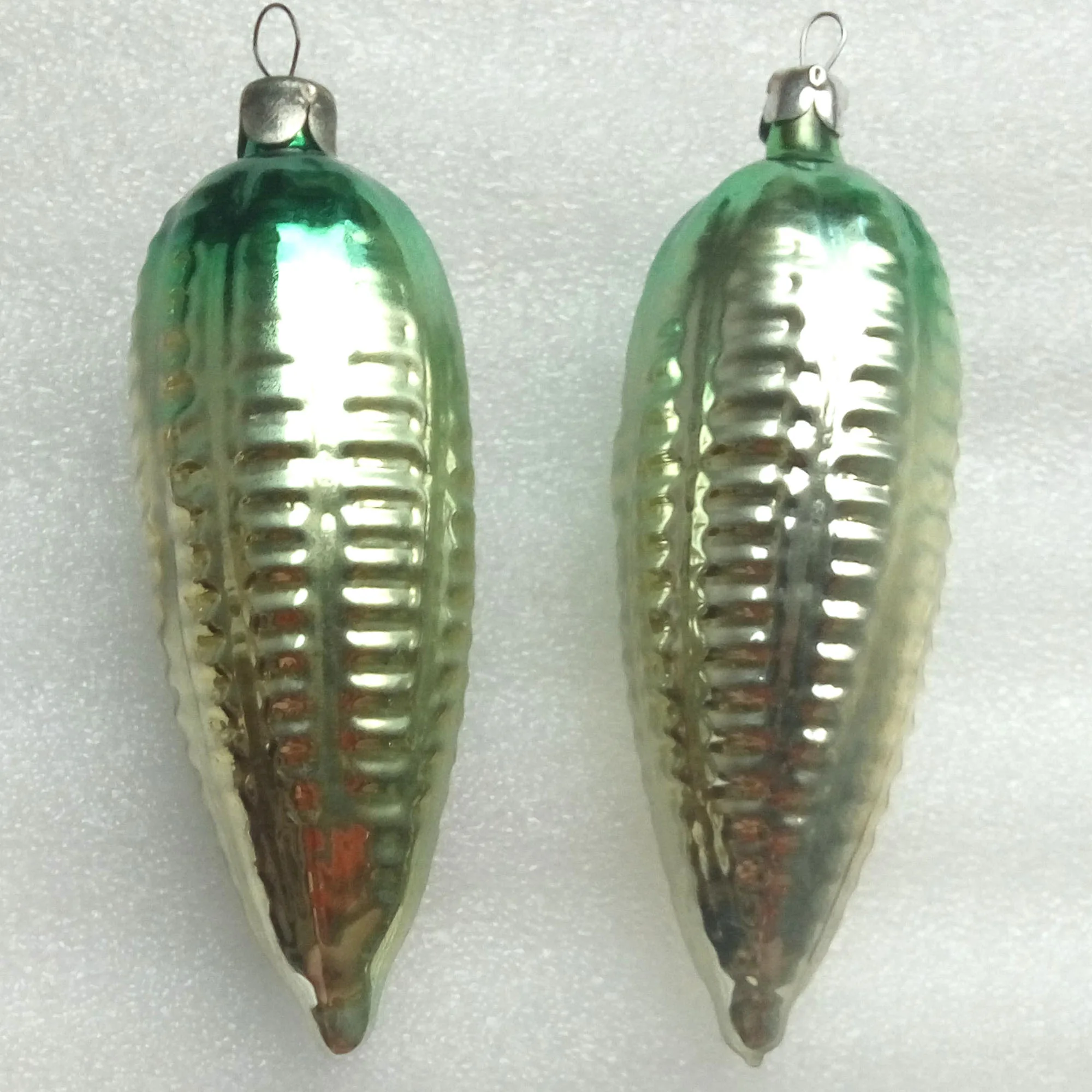 Set of 2 Vintage USSR Glass Christmas Ornament Old Corns