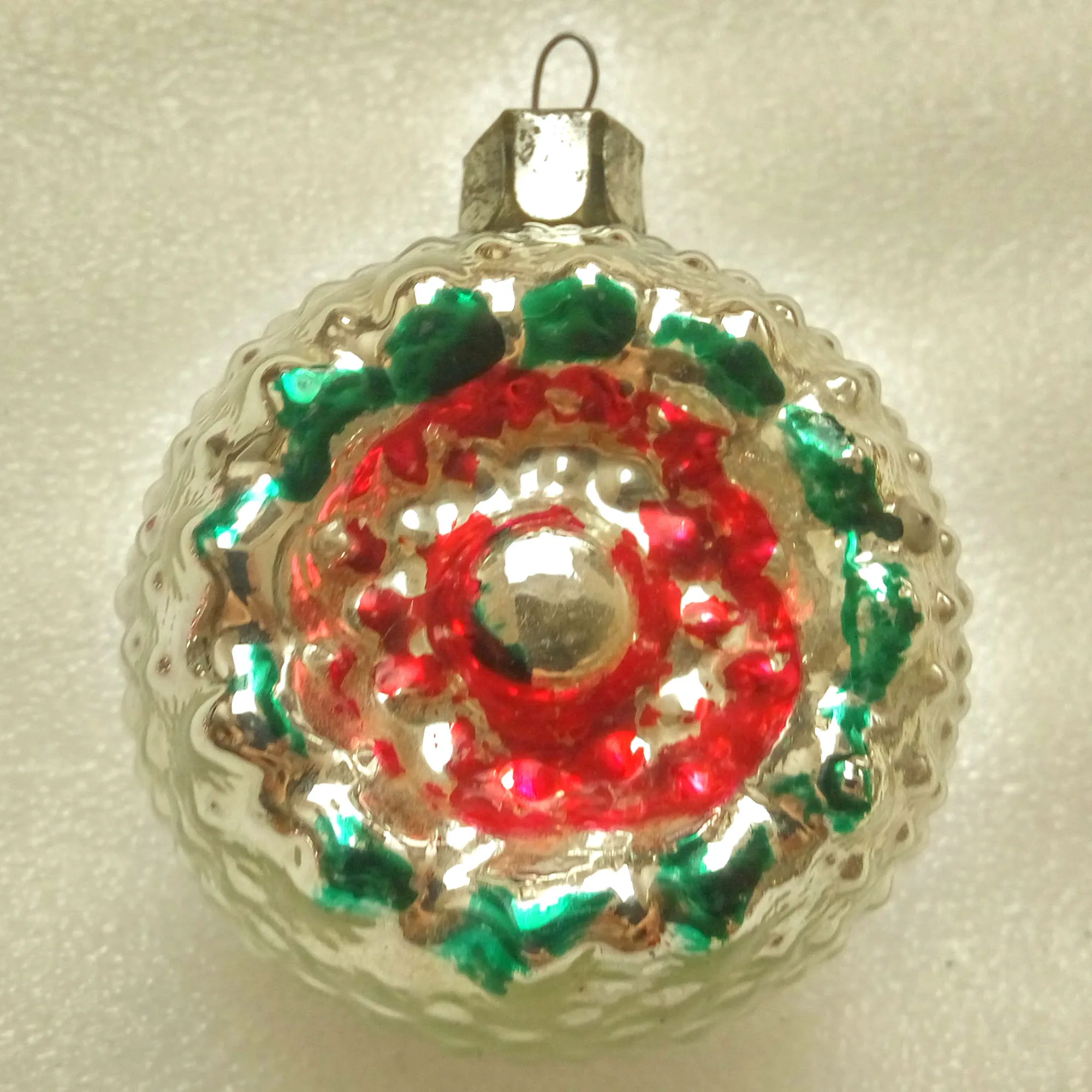 Vintage USSR Glass Christmas Ornament Old Flower