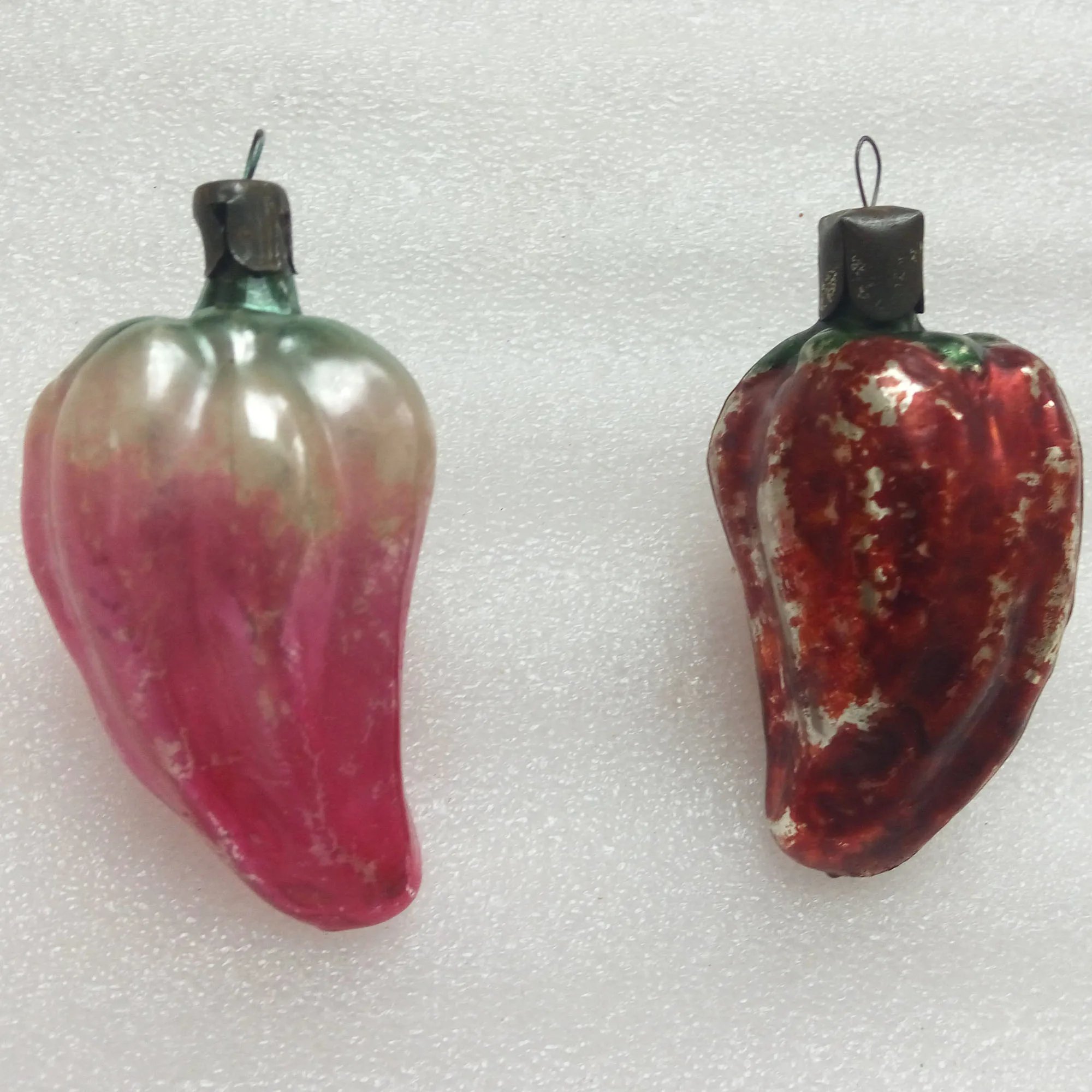 Set of 2 Vintage USSR Glass Christmas Ornament Old Paprika