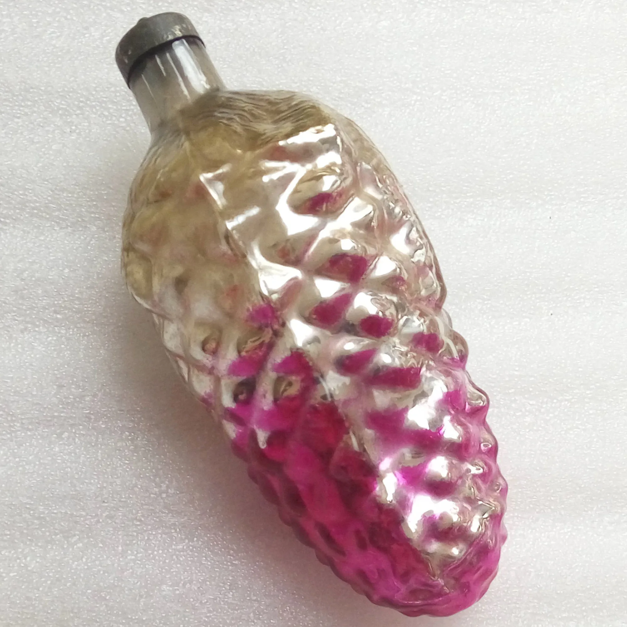 Huge Vintage USSR Glass Christmas Ornament Big Pinecone