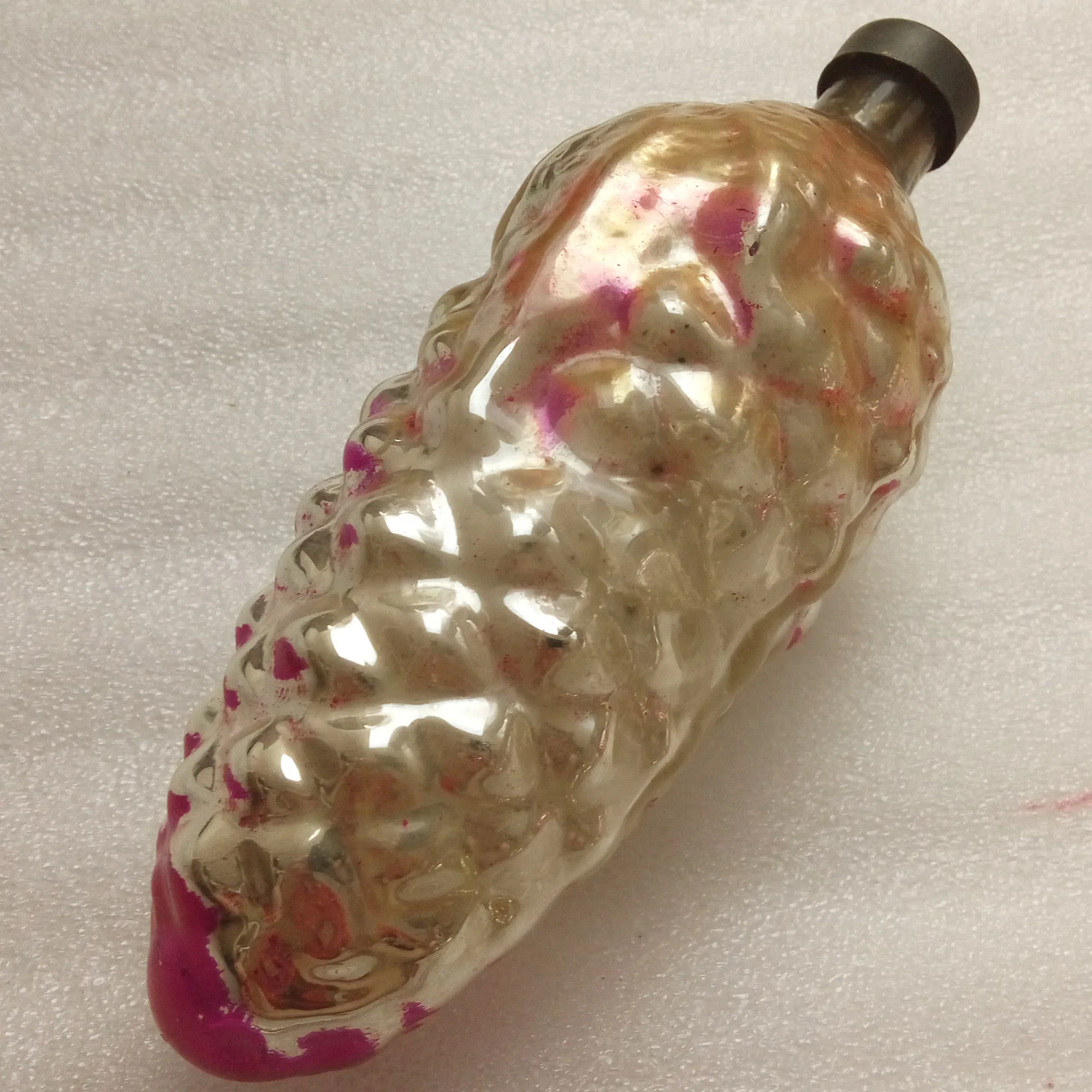 Huge Vintage USSR Glass Christmas Ornament Big Pinecone
